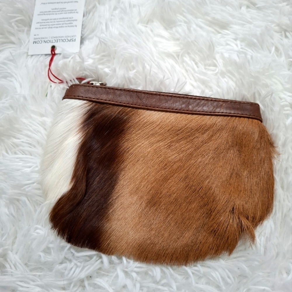 FSP LEATHER COLLECTION Natural Cowhide Round Purse  Unique Patterns Made Africa